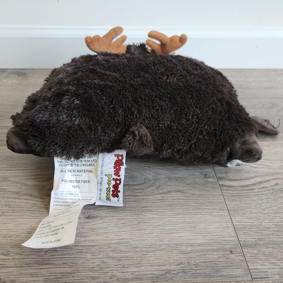 Pillow Pet Pee-Wees Brown Moose Plush Toy Stuffed Animal Hook & Loop Closure EUC - Picture 4 of 10